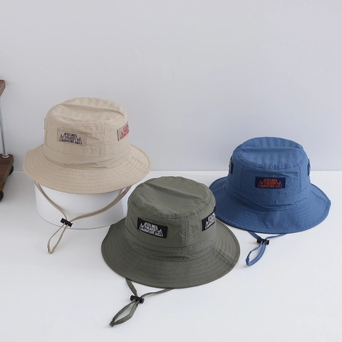 Cappello Da Pescatore Bambino Nylon Asciugatura Rapida Protezione Solare Esterno Trekking Pesca Patch Montagna Cordino Regolabile