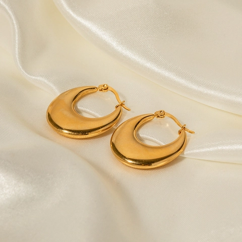 Orecchini a Bottone in Acciaio Inossidabile a Goccia d'Acqua da Donna Oro Argento Placcati Orecchini a Cerchio Geometrici