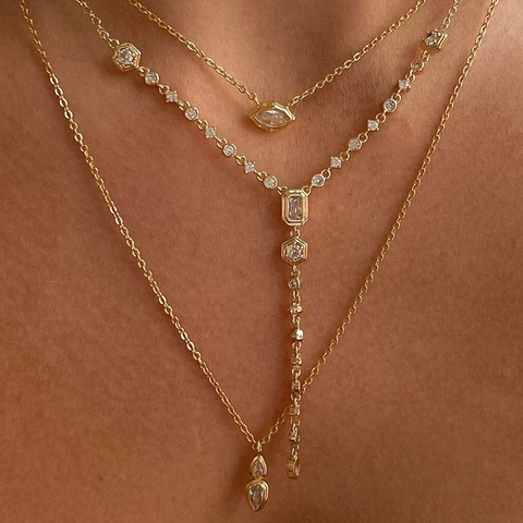 Collier Pendentif Géométrique Cuivre Zircon Ovale Marquise Mode Luxe Style Ins Bijoux Élégants Pour Femmes