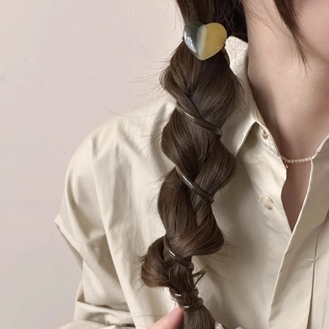Spiral Haargummi Herz Telefonkabel Haarseil Kunststoff Resin Koreanischer Stil Farbverlauf Haarschmuck Für Frauen