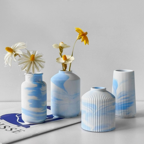 Stampi In Silicone Per Vasi Resina Gesso Cemento DIY Vaso Da Fiori A Coste Geometrico Decorazione Artigianale Accessorio
