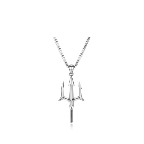 Collier Pendentif Trident En Cuivre Style Arme De Poséidon Hip Hop Punk Bijoux De Niche Pour Hommes Et Femmes