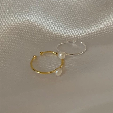 Anello Minimalista In Argento Sterling 925 Con Perla Artificial D'acqua Dolce Fascia Aperta Regolabile Gioielli Eleganti Per Donna