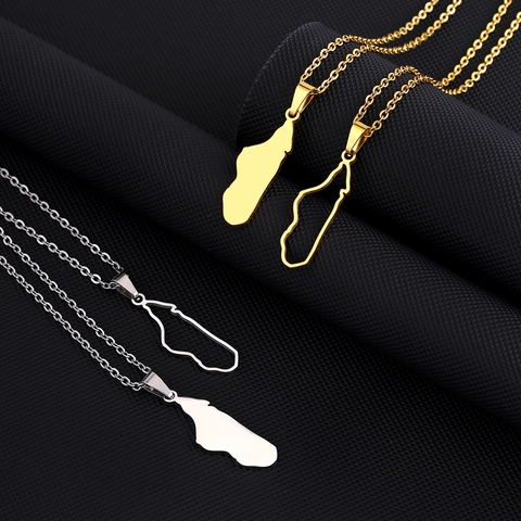 Collana Con Pendente Mappa Del Madagascar Acciaio Inossidabile Minimalista Profilo Geometrico Gioielli Per Uomo Donna Stile Etnico Lucido