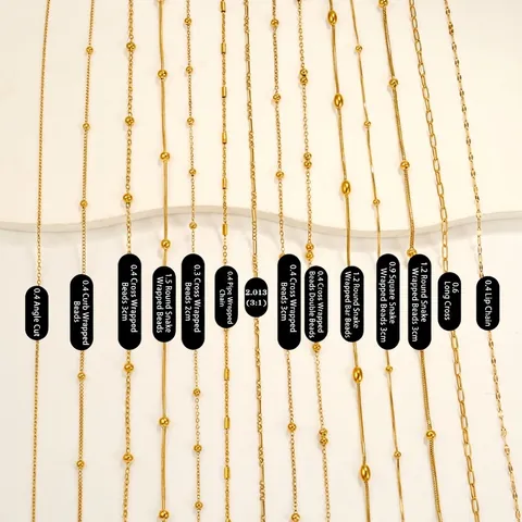 Minimalist 18K Gold Plated Stainless Steel Necklace Chain For Women Bead Snake Lip Cross Chain Adjustable Fashion Jewelry
