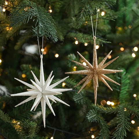 Decorazioni Natalizie Da Appendere A Stella Luccicanti Plastica Con Brillantini Stella Multipunta Per Albero