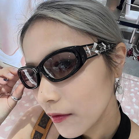 Oval Sonnenbrille Y2K Punk Mit PC Rahmen AC Gläser Metall Stern Deko UV400 Schutz Outdoor Reisen Unisex Mode