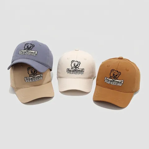 Cappello Da Baseball In Cotone Per Bambini Ricamo Orso Stampa Di Lettere Cappellino Da Sole Regolabile Per Ragazzi Ragazze