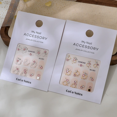 Pegatinas de Uñas en Relieve 5D Impermeable Diamantes de Imitación Perla Sintética Estampado Oro Plata DIY Decoración de Manicura para Mujeres Niñas
