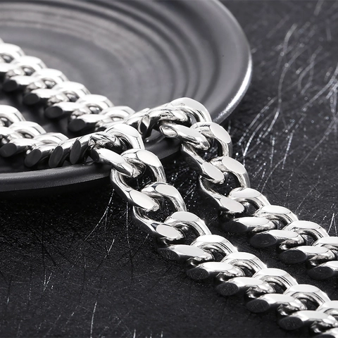 Heren Cubaanse Schakelketting Zilver Roestvrij Staal Gepolijst Robuust Hiphop Stijl Mode Sieraden Accessoires Cadeau