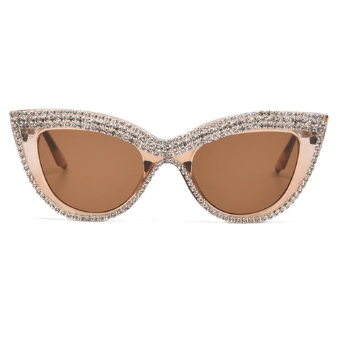Cat Eye Sunglasses For Women Rhinestone Inlaid PC Full Frame Retro Fashion UV400 Protection Vintage Trendy