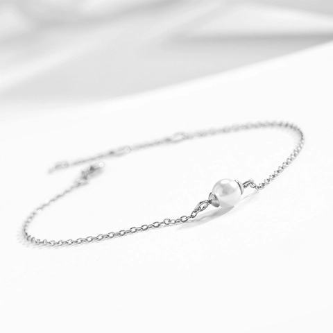 Bracciale Minimalista In Acciaio Inossidabile Con Perla Artificial Bianca Singola Catena Regolabile Gioielli Per Donna Regalo Elegante