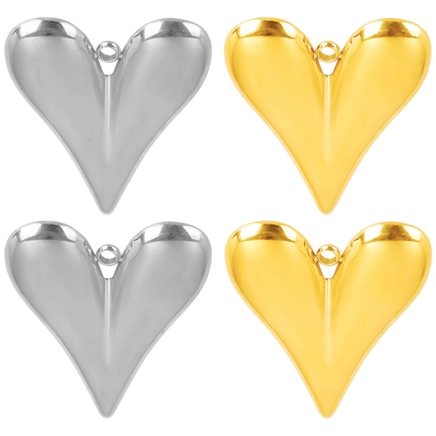Ciondolo A Cuore Charm Acciaio Inossidabile 304 Placcato Oro 18K Bombato Lucidato A Specchio Accessorio Gioielli Fai Da Te