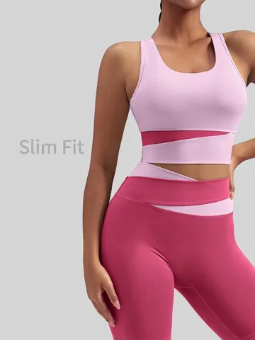 Brassière De Sport Pour Femmes Patchwork Maintien Élevé Workout Yoga Gilet Fitness Top Mélange Polyester Élasthanne Sans Manches