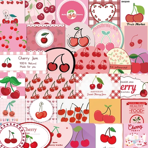 Niedliche Cartoon Kirsche Wasserdichte PVC Aufkleber Für Scrapbooking Laptop Wasserflasche Tagebuch Dekoration Bedruckte Aufkleber