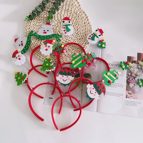 Weihnachts Stirnband Stoff Kunststoff Feder Filz Weihnachtsmann Schneemann Rentier Baum Party Haar Accessoires Für Kinder