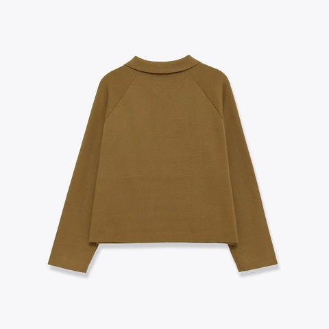 Women Zipper Knitted Cardigan Jacket Lapel Collar Long Raglan Sleeve Dual Pockets Solid Color Knitwear