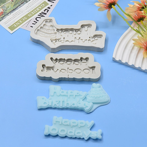 Silicone Celebration Lettering Mold For Fondant Chocolate Cake Decorating DIY Birthday Baking Tool Accessory