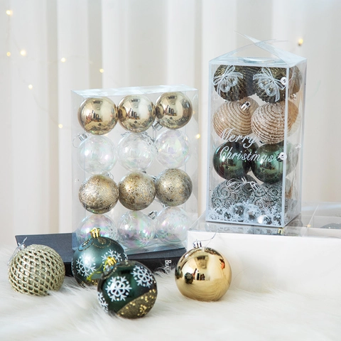 Bolas De Navidad Plástico Irrompible Patrón De Copos De Nieve Pintado Decoraciones Colgantes Árbol Estilo Nórdico Decoración