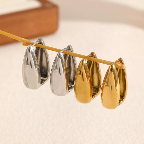 Stainless Steel U-Shaped Hoop Earrings 18K Gold Plated Square Geometric Minimalist Huggie Jewelry For Women Non-Tarnish