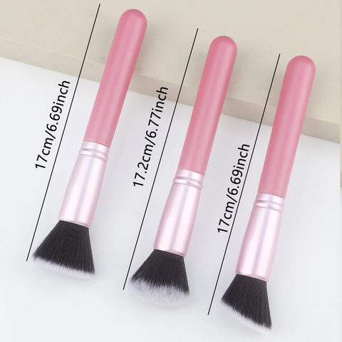 Make-up-Pinsel Flacher Kopf Grundierung Schräg Konturierung Weiche Synthetikborsten Holzgriff Aluminiumrohr Beauty-Tool