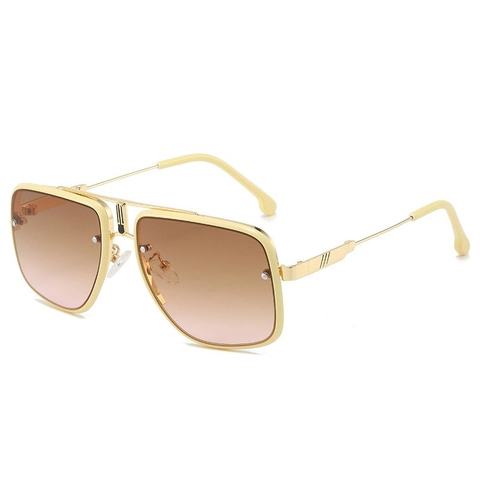 Vintage Oversized Square Sunglasses For Women Men Metal Frame Double Bridge Gradient Lens Fashion Retro UV400 Eyewear