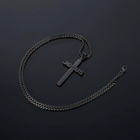 Jesus Cross Pendant Necklace Stainless Steel Religious Prayer Jewelry For Men Women Fashion Punk Minimalist Style