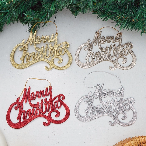 Merry Christmas Lettera Ornamenti Appesi Glitter Plastica Festosa Decorazioni Albero Di Natale Festa Insegna Pendente