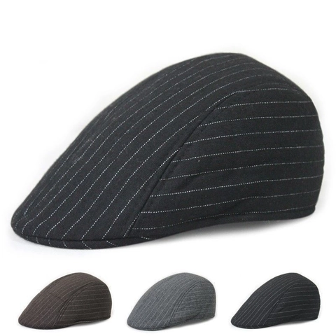 Men Casual Breathable Striped Newsboy Cap Cotton Polyester Sun Protection Flat Cap Summer Outdoor Fashion Hat For Unisex