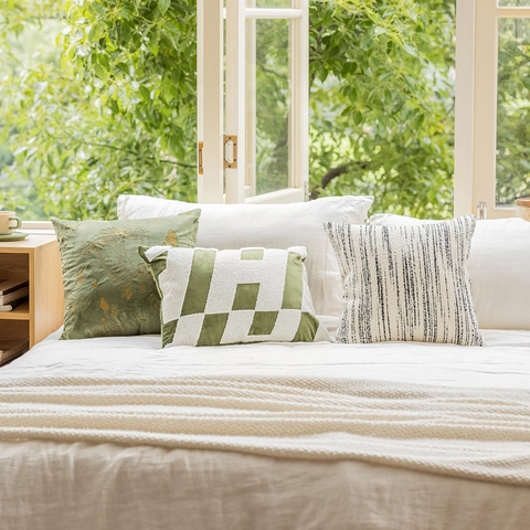Gewebter Tweed Gestreifter Kissenbezug Dekopillowcase Mit Samtrückseite Und Unsichtbarem Reißverschluss Für Sofa Bett Deko
