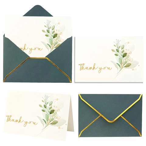 Western Dark Green Bronzing Envelope With Gold Border Pearlescent Paper Invitation Envelope For Wedding Business Greeting Cards
