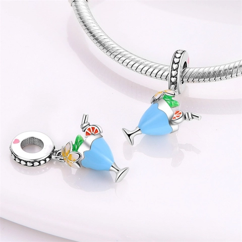 Ciondoli A Tema Tè Pomeridiano Placcati Argento Smalto Tazza Di Caffè Bicchiere Da Cocktail Cuore Pendenti Per Bracciali DIY Gioielli