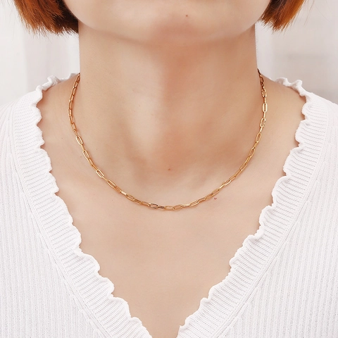Minimalist Paperclip Chain Necklace Stainless Steel Chic Fashion Jewelry For Women Adjustable Link Chain