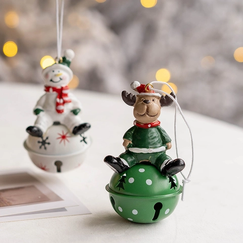 Campana di Natale Ornamento Sospeso Resina Ferro Babbo Natale Pupazzo di Neve Renna Stelle Albero Decorazione Festiva Regalo