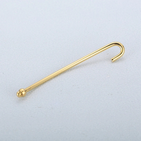 Stainless Steel Fish Hook Shape Jewelry Making Accessory With Hole Curved Smooth Gold Tone Hook Component For DIY