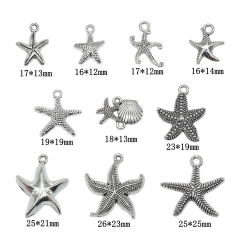 Ciondoli Stella Marina Conchiglia Lega Di Zinco Argento Antico Tema Oceano Retrò Per Creazione Di Gioielli DIY Collane Bracciali