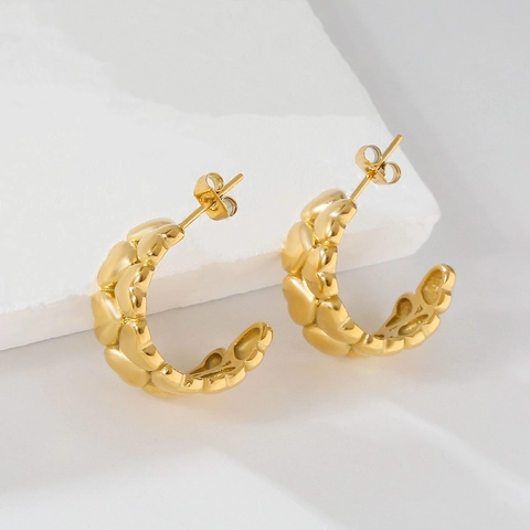 Pendientes de Aro Minimalistas de Acero Inoxidable con Forma de Corazón para Mujer Chapados en Oro Plata Pendientes de Botón de Corazón