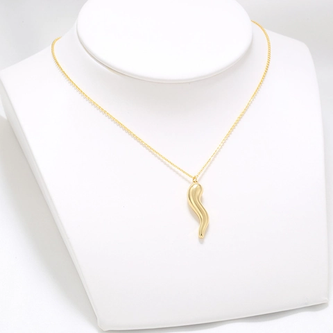 Collana Con Ciondolo Cornetto Portafortuna Italiano Rame Placcato Oro 18K Zirconi Catena Regolabile Gioielli Da Donna