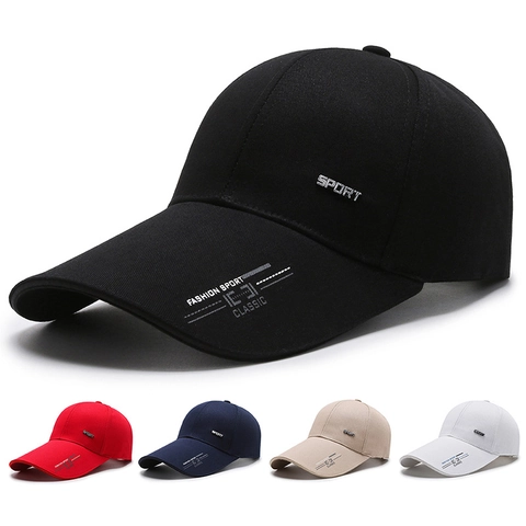 Mode Sport Baseballpet Polyester Ademend Zonbescherming Outdoor Casual Lange Rand Verstelbare Hoed Voor Heren Dames