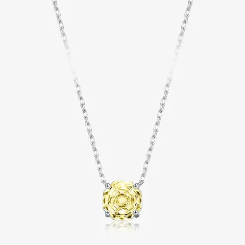 Halskette Aus 925 Sterling Silber Für Damen Mit Oktogon Gelber Zirkonia Anhänger Elegante Minimalistische Schlüsselbeinkette