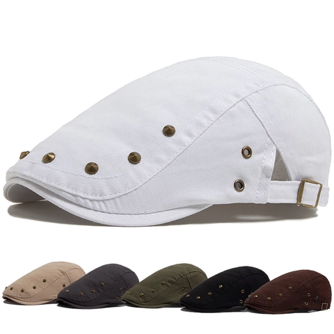Vintage Baumwolle Nieten Schiebermütze Herren Damen Verstellbare Ivy Baskenmütze Sonnenschutz Outdoor Streetwear Casual Newsboy Cap