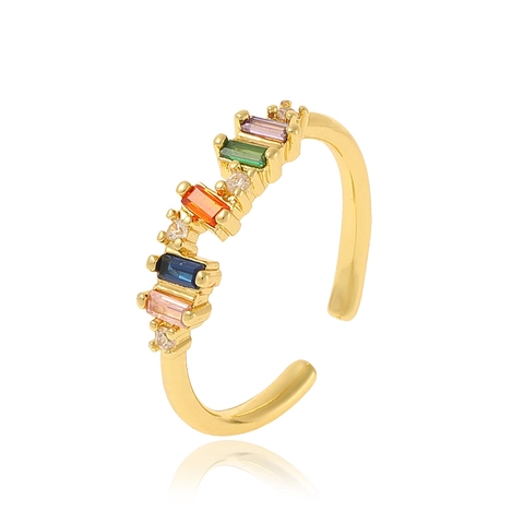 Western Stil Kupfer Vergoldet Offener Ring Für Damen Verstellbarer Zirkonia Eingelegter Böser Blick Herz Hamsa Hand Mode Finger Schmuck