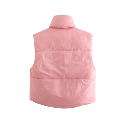 Gilet Imbottito Reversibile Da Donna Collo Alto Giacca Senza Maniche Tinta Unita Casual Gilet Con Cerniera