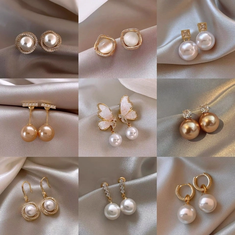 Elegante Kunstpareloorbellen Met 925 Sterling Zilveren Oorsteker Zirkonia Vlinder Strik Franse Vintage Sieraden Voor Vrouwen