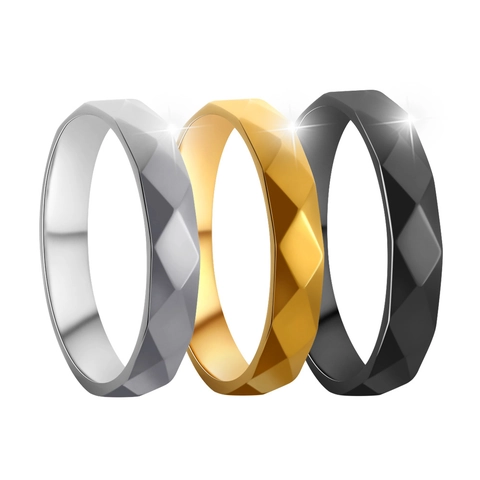 Geometric Faceted Ring Minimalist Titanium Steel Band For Men And Women Modern Fashion Jewelry