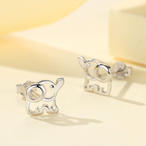 925 Sterlingsilber Hohl Elefant Ohrstecker Klein Süß Tier Poliert Minimalistischer Schmuck Für Damen Mädchen Geburtstagsgeschenk