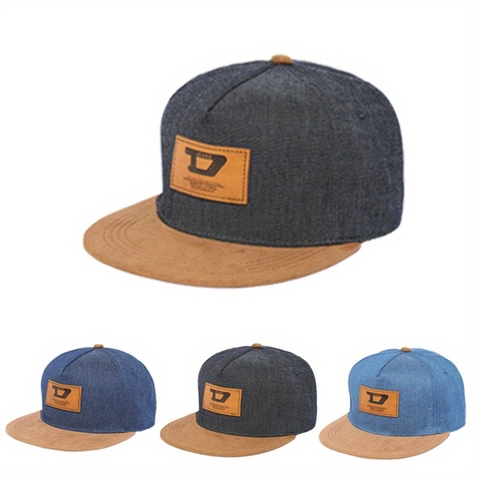 Casquette De Baseball Vintage En Denim À Bord Plat Streetwear Chapeau Hip Hop Pour Hommes Femmes Avec Bord En Daim Réglable