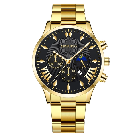 Orologio Al Quarzo Da Uomo Cinturino In Acciaio Inossidabile Cassa In Lega Calendario Multifunzione Quadranti Moda Lusso
