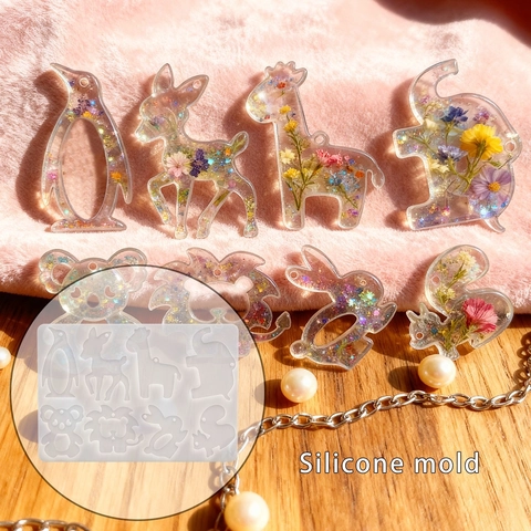 Moule En Silicone Formes Animaux Pour Coulée Résine Multi Cavités DIY Porte Clés Bijoux Outil Artisanat