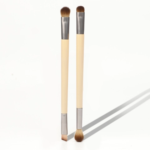 Dual Ended Makeup Brushes Synthetic Fiber Bristles Wooden Handle Eyeshadow Eyebrow Blending Eyeliner Beauty Tools